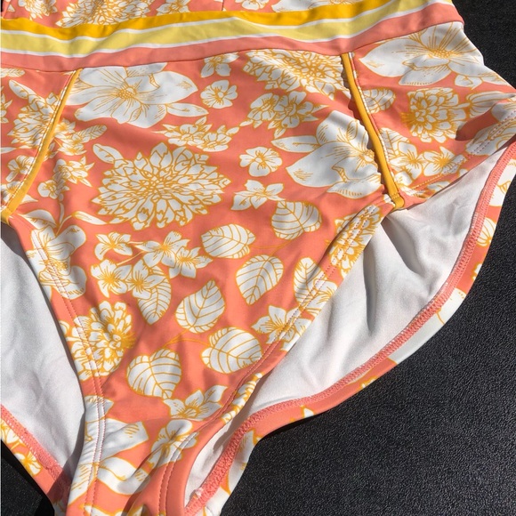Matilda Jane Swimsuit Ladies Size Large Floral Tropical Orange Yellow One Piece - Picture 2 of 15